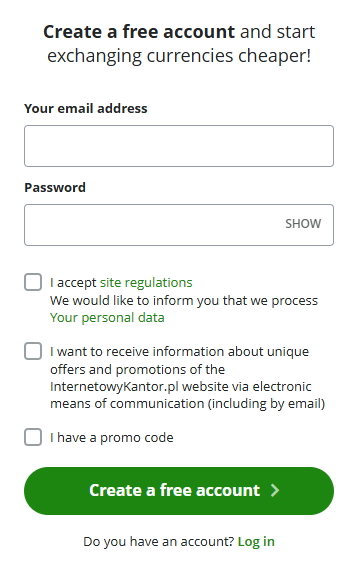 Registration form