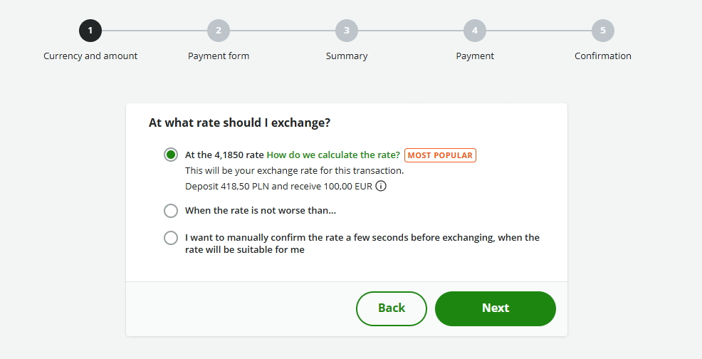 Exchange - choose at what rate