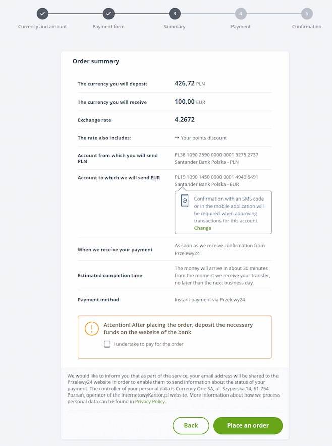 Payment method: standalone transfer