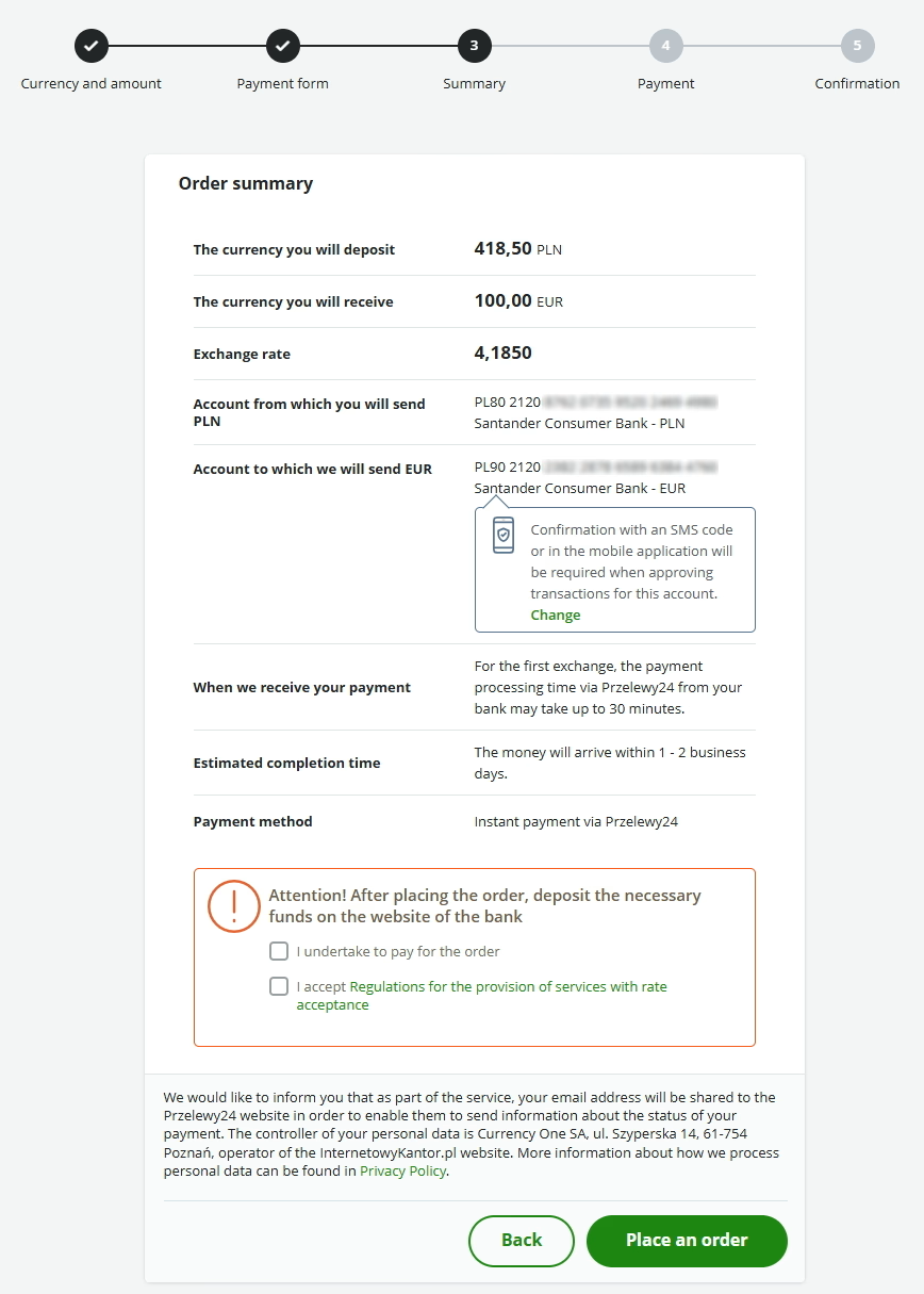 Payment method: standalone transfer