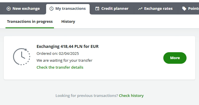 Exchange - confirmation