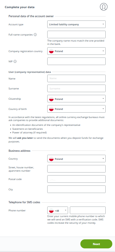 Form for a limited liability company