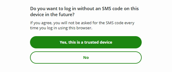 SMS confirmation
